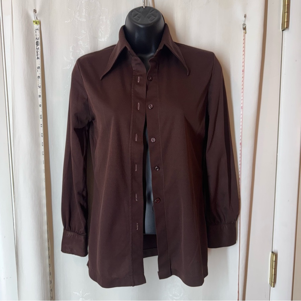 Vintage Women's Flamingo Brown Button-Up Shirt